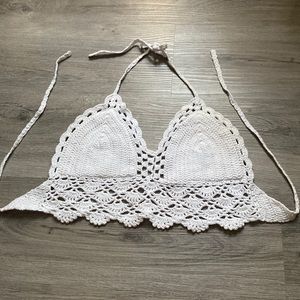 white crochet bikini/top